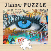 Blauw oog op graffiti muur foto - legpuzzel