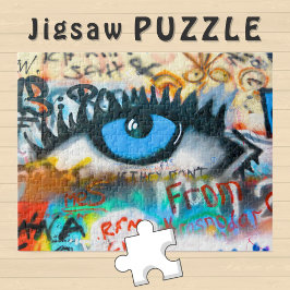 Blauw oog op graffiti muur foto - legpuzzel