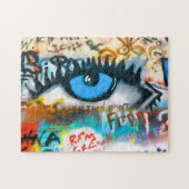 Blauw oog op graffiti muur foto - legpuzzel (Horizontaal)