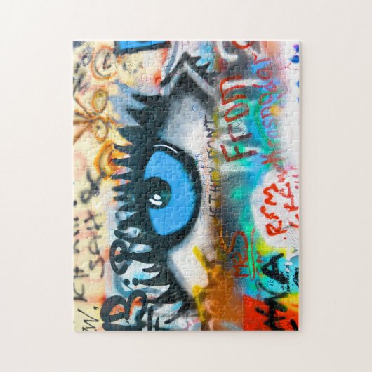 Blauw oog op graffiti muur foto - legpuzzel (Verticaal)