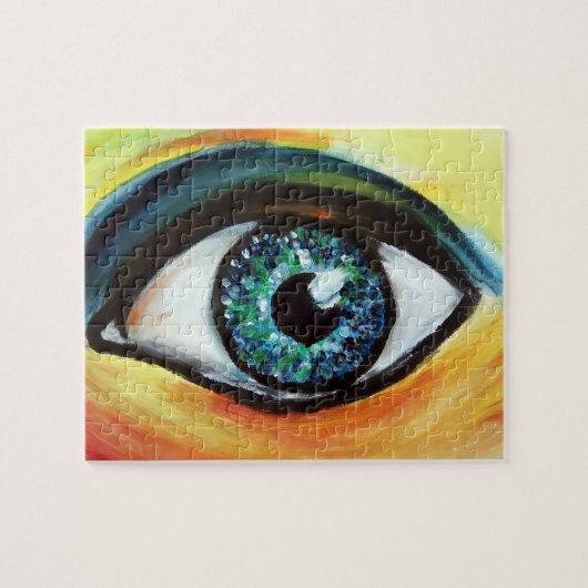 Blauw oog schilderen legpuzzel (Horizontaal)