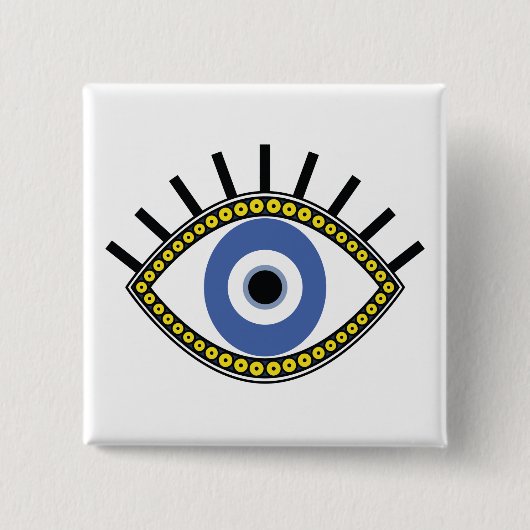 Blauw oog, succes, bescherming tegen kwade ogen vierkante button 5,1 cm (Voorkant)