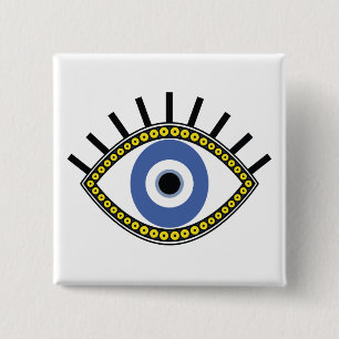 Blauw oog, succes, bescherming tegen kwade ogen vierkante button 5,1 cm