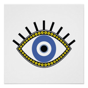 Blauw oog, succes, griekboze oogamulet perfect poster