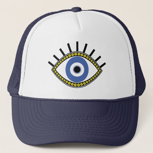 Blauw oog, succes, griekboze oogamulet trucker pet (Voorkant)