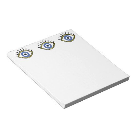 Blauw oog, succes, griekboze oogbescherming notitieblok (Schuin)