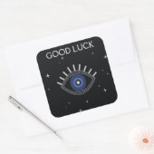 Blauw oog succes, kwade oogbescherming vierkante sticker (Envelop)