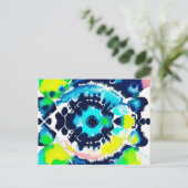 Blauw oog Tie Dye Briefkaart (Staand voorkant)