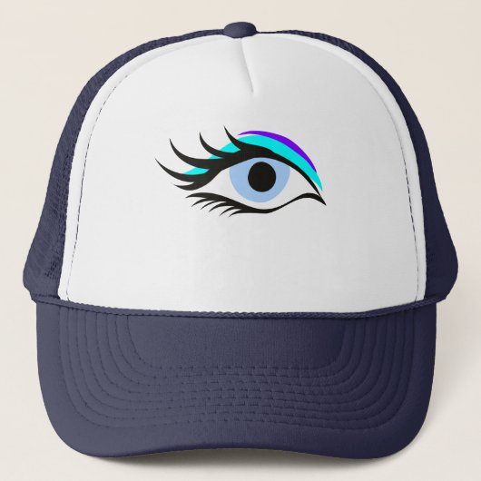 Blauw oog trucker pet (Voorkant)
