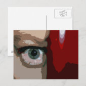 Blauw oog van achter de rode bas dicht briefkaart (Voorkant / Achterkant)