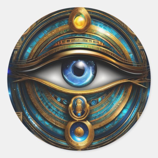 Blauw oog van Egypte Ronde Sticker (Voorkant)