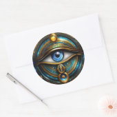 Blauw oog van Egypte Ronde Sticker (Envelop)