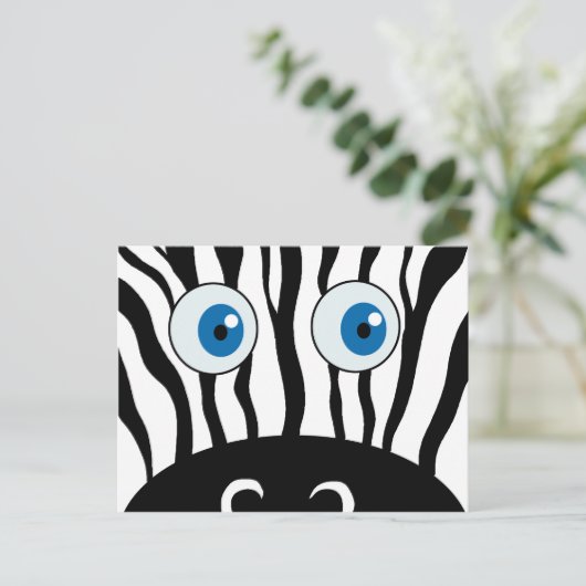 Blauw oog zebra briefkaart (Staand voorkant)