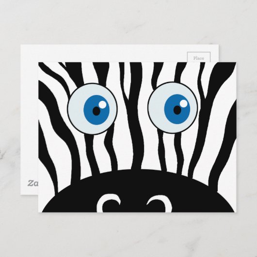 Blauw oog zebra briefkaart (Voorkant / Achterkant)