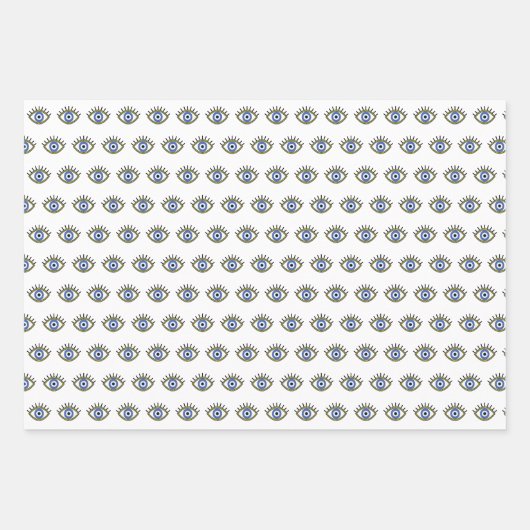 Blauw oogontwerp, kwade oogbescherming, geluk inpakpapier vel (Voorkant 3)