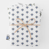 Blauw oogontwerp, kwade oogbescherming, geluk inpakpapier vel (In situ)