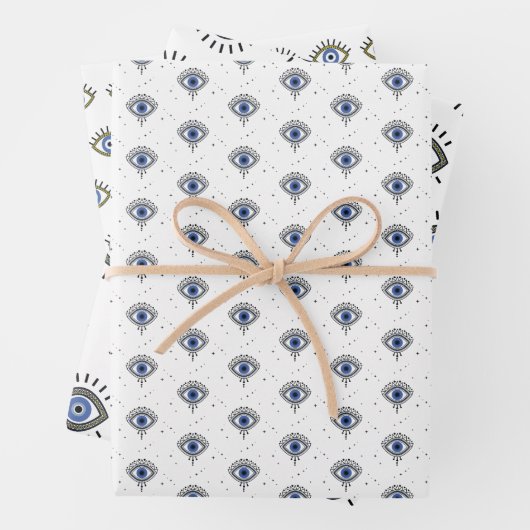 Blauw oogontwerp, kwade oogbescherming, geluk inpakpapier vel (In situ)