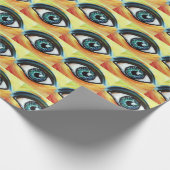 Blauw oogpatroon cadeaupapier (Hoek)