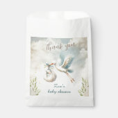 Blauw  Ooievaarsjongen Baby shower Bedankzakje (Voorkant)