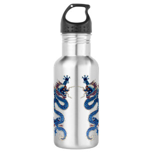 Blauw oosters draken antiek Chinees borduurwerk Waterfles