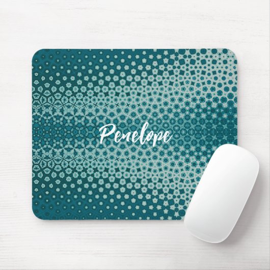 Blauw op Abstract blauw Monogram Muismat (Met muis)