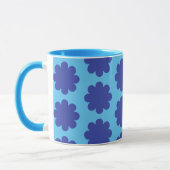 Blauw op Aqua Retro Flower Art Mok Cup (Links)