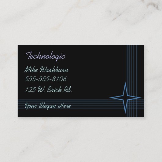 Blauw op Black Biz Kaarten Visitekaartje (Voorkant)