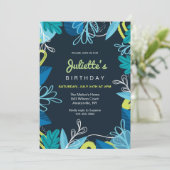 Blauw op Blauw Birthday Party Kaart (Staand voorkant)