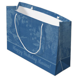 Blauw op Blauw Bloemenpatroon Groot Cadeauzakje