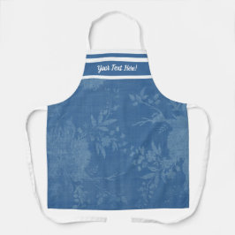  Blauw op Blauw Bloemenpatroon Schort