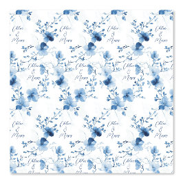 Blauw op blauw, Bloesem achtergrond Behang