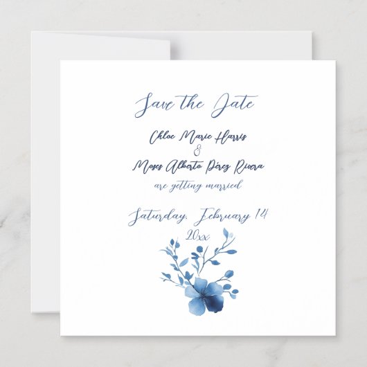 Blauw op Blauw, Bloesem Bloesem Magnetische Uitnodiging (Voorkant)