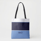 Blauw op blauw Fleur-de-Lis Tote Bag (Voorkant)