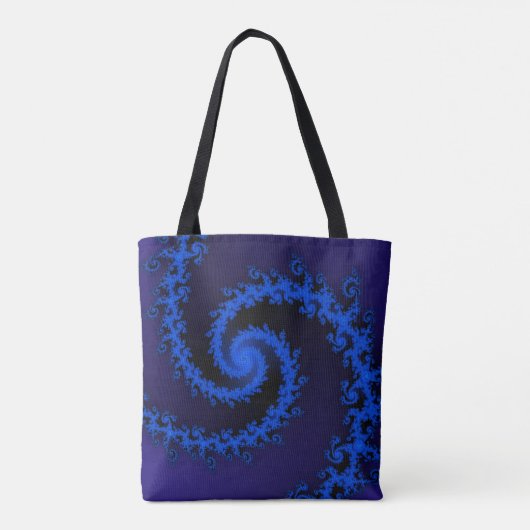 BLAUW OP BLAUW FRACTAAL ONTWERP TOTE BAG (Achterkant)