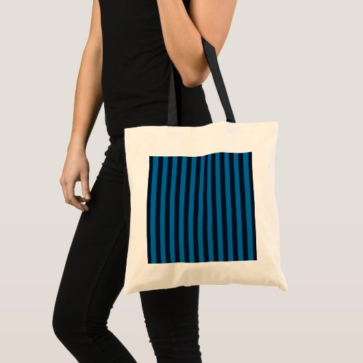 Blauw op blauw verticaal Stripesdecor Tote Bag (Voorkant (product))