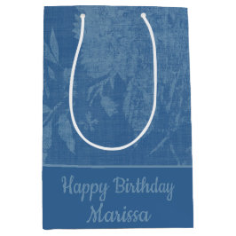  Blauw op Blauwe Bloemenachtergrond Medium Cadeauzakje