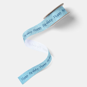 Blauw Op Blauwe Gelukkige Verjaardag Retro Typogra Satijnen Lint