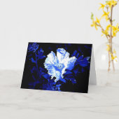 Blauw op blauwe papaver kaart (Gele Bloem)