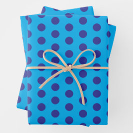 Blauw op blauwe polka stippen inpakpapier vel