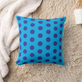 Blauw op blauwe polka stippen kussen