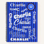 Blauw op blauwe strepen controleert naam Art Sketc Notitieboek (Voorkant)