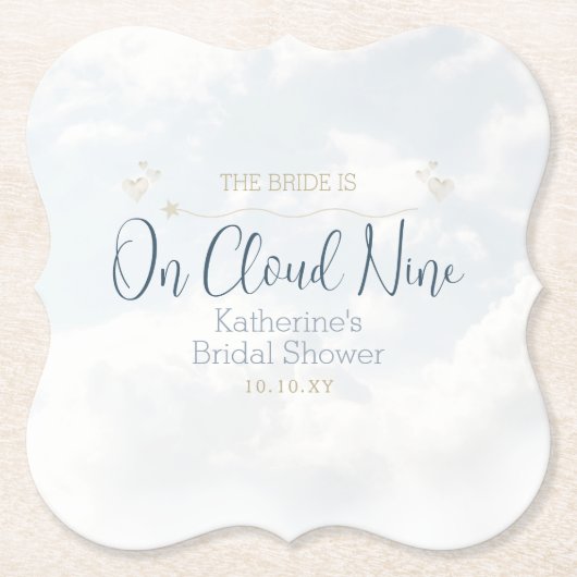 Blauw op Cloud Nine Elegant Vrijgezellenfeest Part Kartonnen Onderzetters (Voorkant)