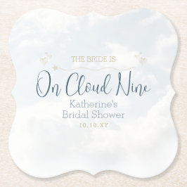 Blauw Op Cloud Nine Elegante Bruidsfeest Borrel Kartonnen Onderzetters