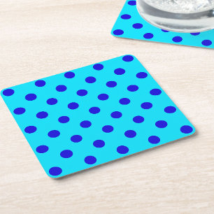 Blauw op cyaan polka stippen patroonontwerp kartonnen onderzetters
