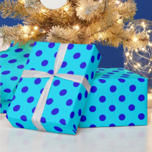 Blauw op cyaan stippen patroonontwerp cadeaupapier