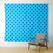 Blauw op cyan stippen patroonontwerp wandkleed (In Situ (horizontaal))