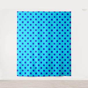 Blauw op cyan stippen patroonontwerp wandkleed