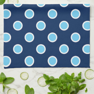 Blauw op donkerblauw stippenpatroon keukendoek theedoek