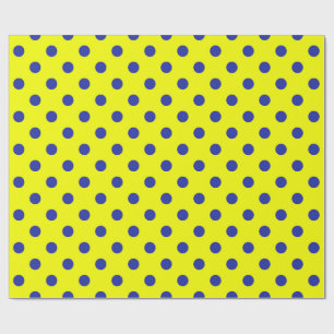 Blauw Op Geel Stippen Patroon Ontwerp Cadeaupapier