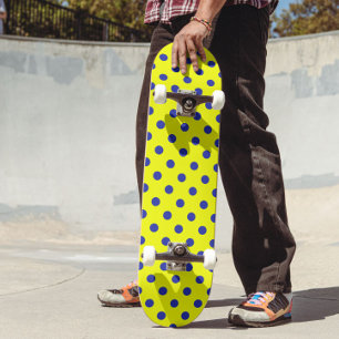 Blauw Op Geel Stippen Patroonontwerp  Persoonlijk Skateboard